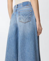 Wide-leg denim Bermuda shorts - | Pinko
