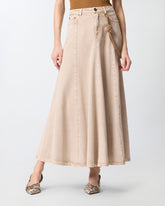 Gonna midi in denim con corda gioiello - | Pinko