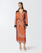 Long bandana-print wrap dress - | Pinko