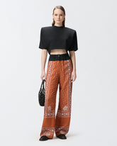 Lightweight wide-leg trousers with bandana print - | Pinko