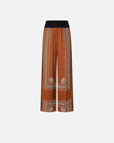 Lightweight wide-leg trousers with bandana print - | Pinko