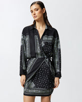 Mini shirt dress with bandana print - | Pinko