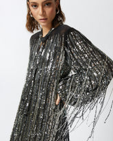Abito corto con paillettes e frange - | Pinko