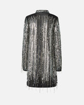 Abito corto con paillettes e frange - | Pinko