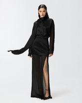 Gonna lunga elegante in satin e georgette trasparente - | Pinko
