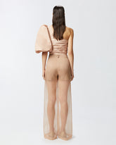 Pantaloni ampi in lino e organza trasparente - | Pinko