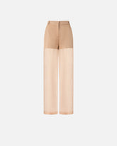 Pantaloni ampi in lino e organza trasparente - | Pinko