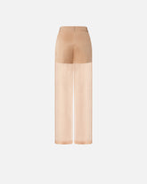 Pantaloni ampi in lino e organza trasparente - | Pinko