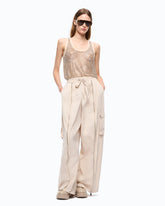 Mesh tank top with crystals - | Pinko