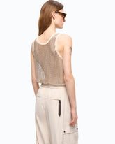 Mesh tank top with crystals - | Pinko
