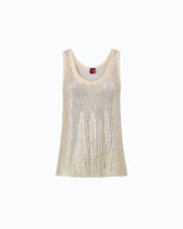 Mesh tank top with crystals - | Pinko