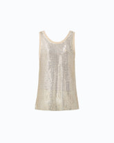 Mesh tank top with crystals - | Pinko
