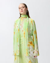 Blusa leggera in creponne plissè a fiori - | Pinko