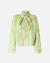 Blusa leggera in creponne plissè a fiori - | Pinko