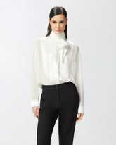 Camicia elegante trasparente con inserto in satin - | Pinko