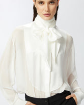 Camicia elegante trasparente con inserto in satin - | Pinko