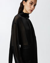 Camicia elegante trasparente con inserto in satin - | Pinko
