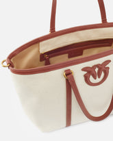 Borsa shopper media in canvas riciclato con doppi manici - | Pinko