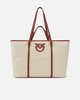 Maxi borsa shopper in canvas riciclato con doppi manici - | Pinko