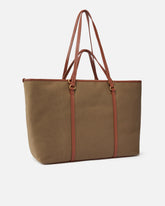 Maxi borsa shopper in canvas riciclato con doppi manici - | Pinko