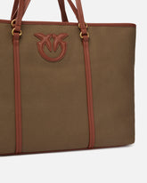 Maxi borsa shopper in canvas riciclato con doppi manici - | Pinko