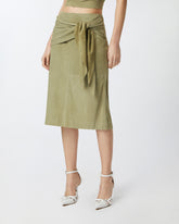 Gonna al ginocchio in suede con nodo - | Pinko