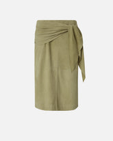 Gonna al ginocchio in suede con nodo - | Pinko