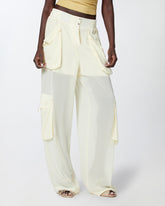 Pantaloni cargo in georgette trasparente - | Pinko