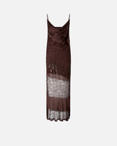 Abito slipdress in raso, pizzo e frange di strass - | Pinko
