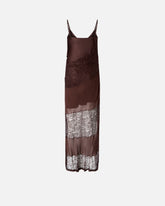 Abito slipdress in raso, pizzo e frange di strass - | Pinko