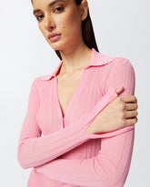 Long-sleeved ribbed polo - | Pinko