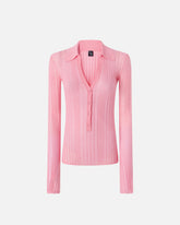 Long-sleeved ribbed polo - | Pinko
