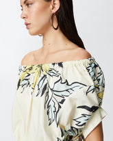 Blusa in cotone a fiori con spalle scoperte - | Pinko