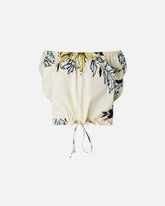 Blusa in cotone a fiori con spalle scoperte - | Pinko