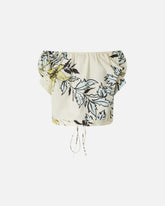 Blusa in cotone a fiori con spalle scoperte - | Pinko