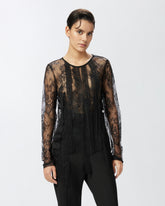 Maglia aderente in pizzo con frange - | Pinko