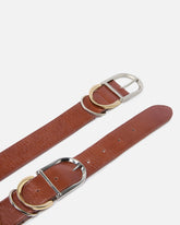 Shiny leather belt with metal loops, 4 cm - | Pinko