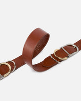 Shiny leather belt with metal loops, 4 cm - | Pinko