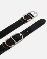 4 cm leather belt with multiple metal loops - | Pinko
