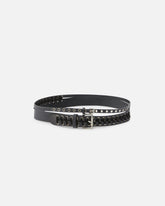 Cintura 4cm effetto doppio in pelle con infilature - | Pinko