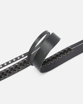 Cintura 4cm effetto doppio in pelle con infilature - | Pinko