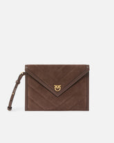 Suede pouch with Love Birds logo - | Pinko