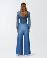 Jeans palazzo in denim misto lino - | Pinko