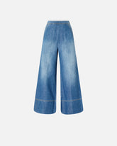 Jeans palazzo in denim misto lino - | Pinko