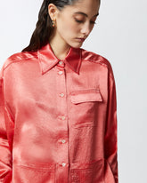 Camicia fluida in satin con taschino - | Pinko