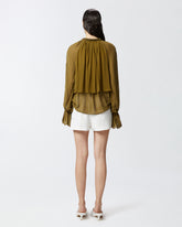 Blusa con righe raso e ricamo perline - | Pinko