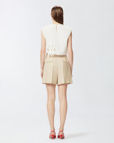 Crop top with openwork embroidery and crystals - | Pinko