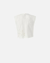 Crop top with openwork embroidery and crystals - | Pinko