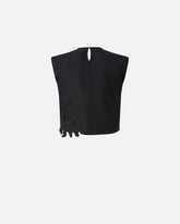 Crop top with openwork embroidery and crystals - | Pinko