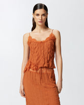 Top georgette arricciata con pizzo - | Pinko